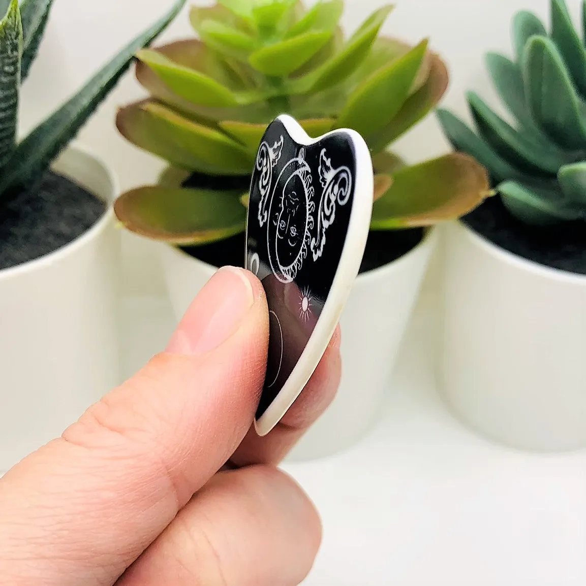 1, 4 or 20 Pieces: Black and White Sun and Moon Ouija Planchette Charms - Double Sided