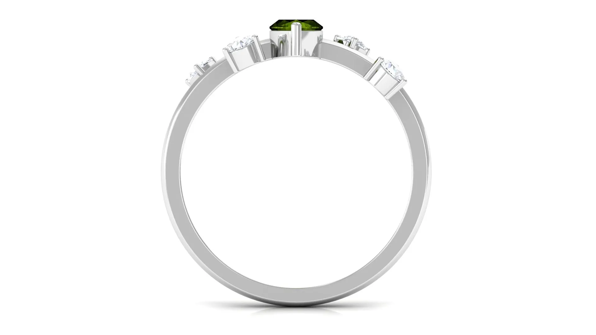 1 CT Marquise Cut Peridot Scatter Ring with Diamond Stones