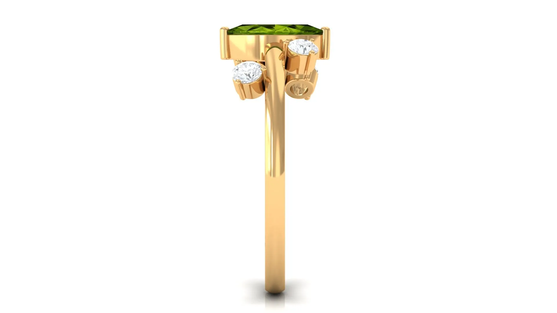 1 CT Marquise Cut Peridot Scatter Ring with Diamond Stones