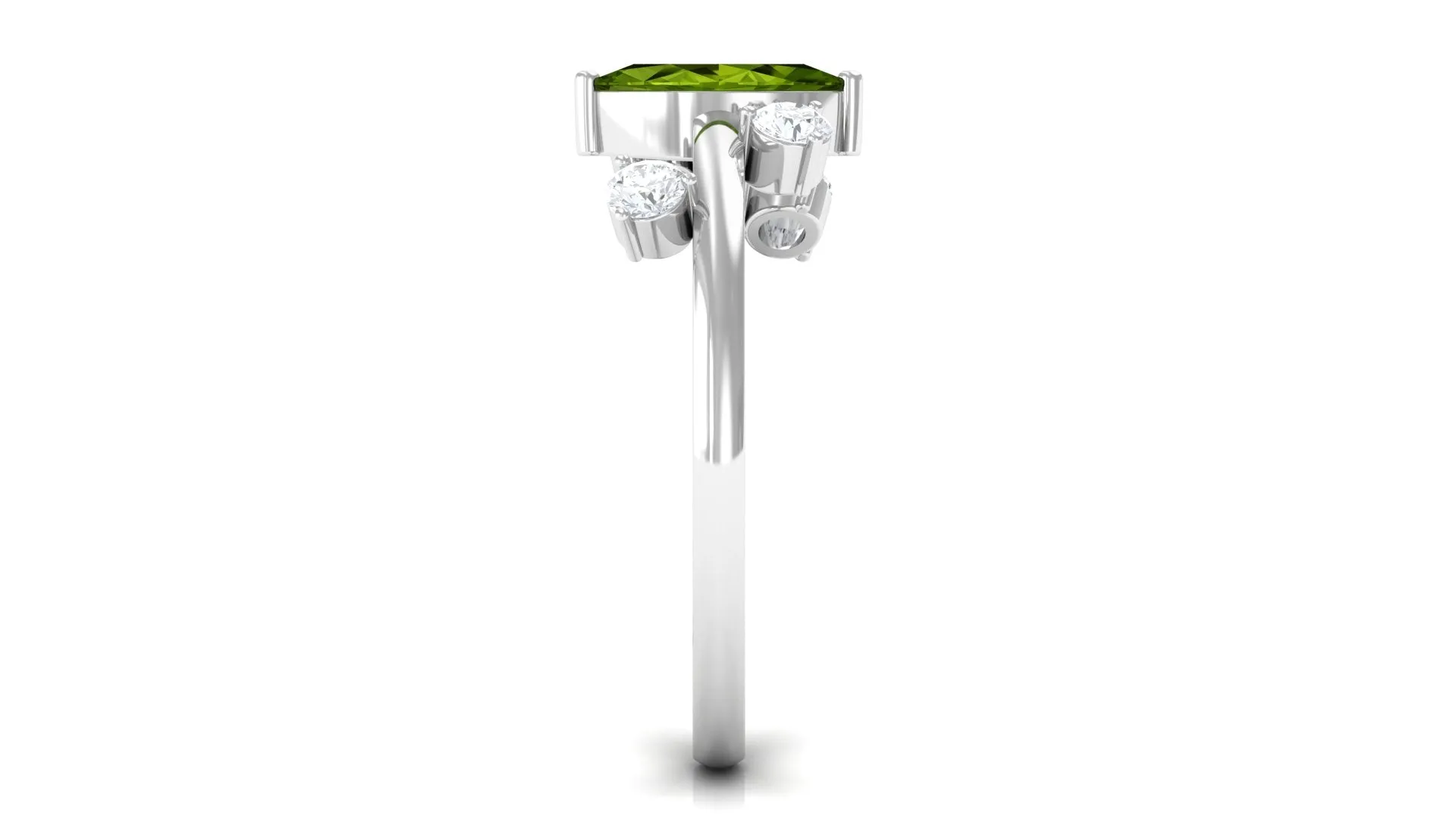 1 CT Marquise Cut Peridot Scatter Ring with Diamond Stones