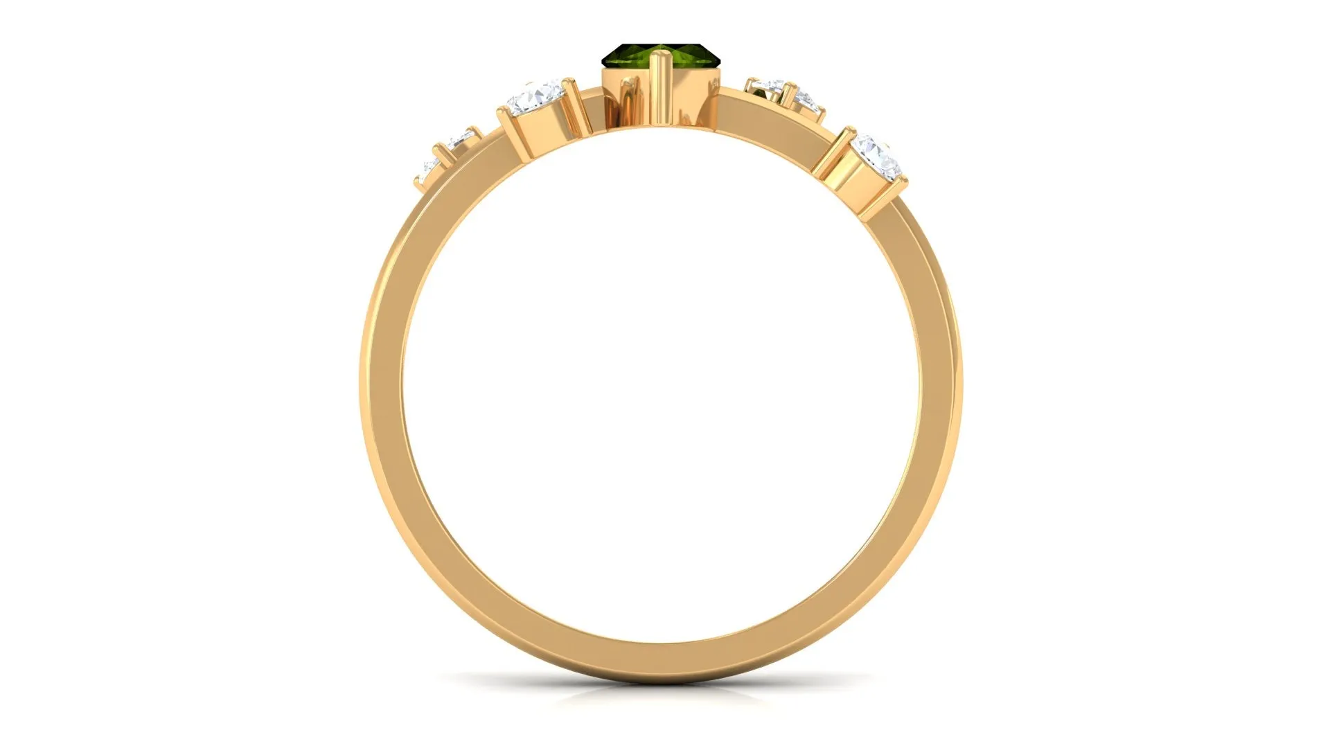 1 CT Marquise Cut Peridot Scatter Ring with Diamond Stones