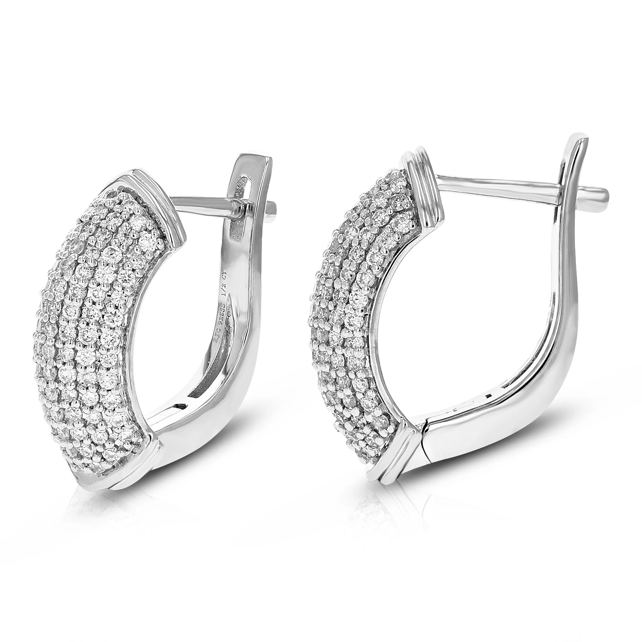 1/2 cttw Lab Grown Diamond Sterling Silver Cluster Hoop Earring
