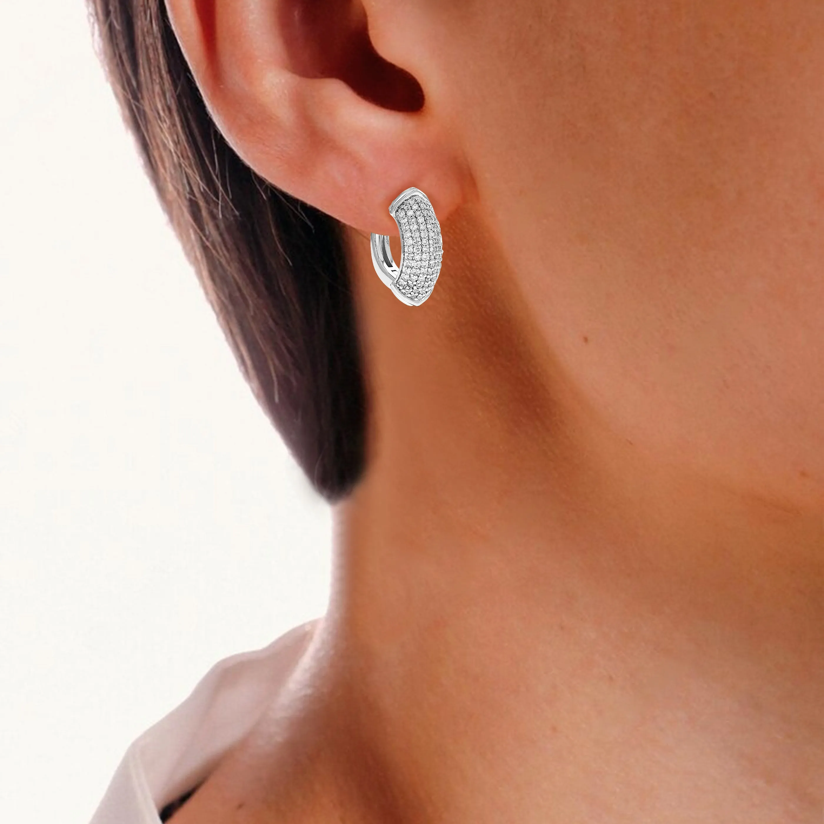 1/2 cttw Lab Grown Diamond Sterling Silver Cluster Hoop Earring