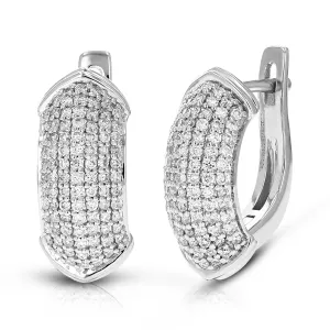 1/2 cttw Lab Grown Diamond Sterling Silver Cluster Hoop Earring