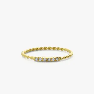 14K Gold Twisted Diamond Wedding Band