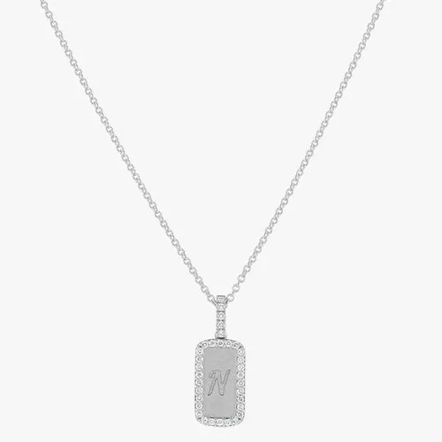 14K H-I/SI Personalized Diamond Dog Tag Necklace
