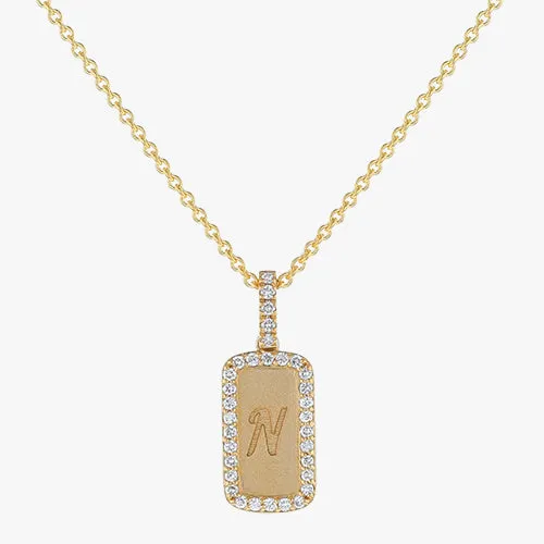 14K H-I/SI Personalized Diamond Dog Tag Necklace