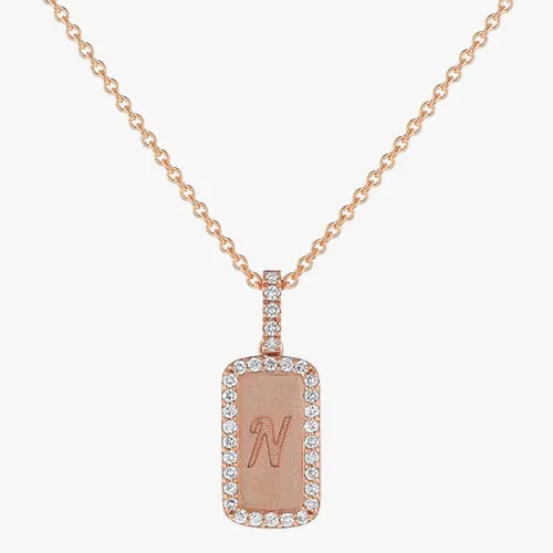 14K H-I/SI Personalized Diamond Dog Tag Necklace