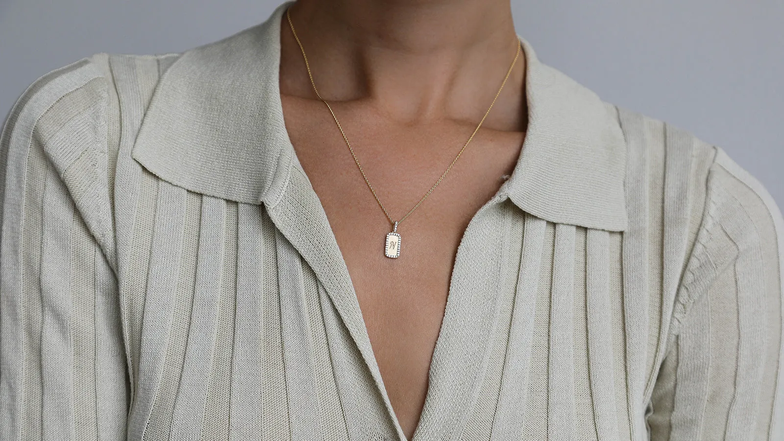 14K H-I/SI Personalized Diamond Dog Tag Necklace