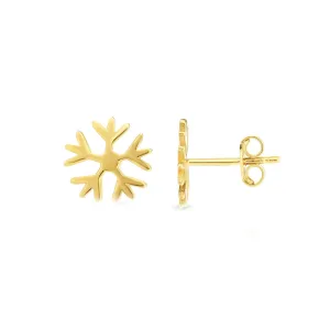 14k Yellow Gold Snow Flake Stud Earrings