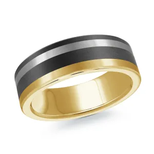 14K Yellow Gold with 14K White Gold Ring from the Noir Collection by Malo - MRDA-154-7YW