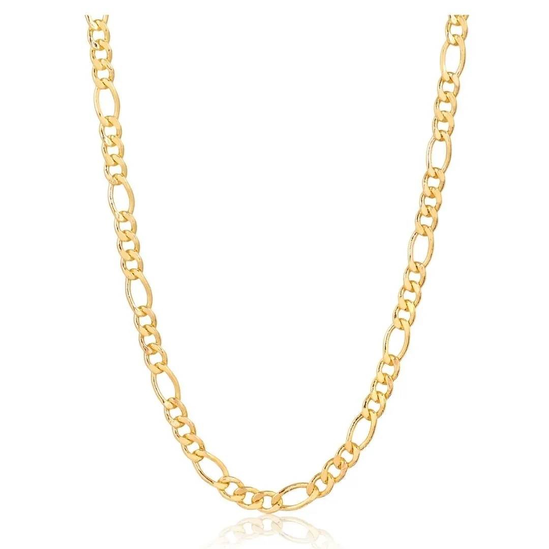 18K Gold Plated 4.5mm Figaro Chain Necklace