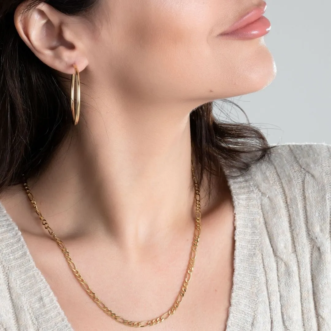 18K Gold Plated 4.5mm Figaro Chain Necklace