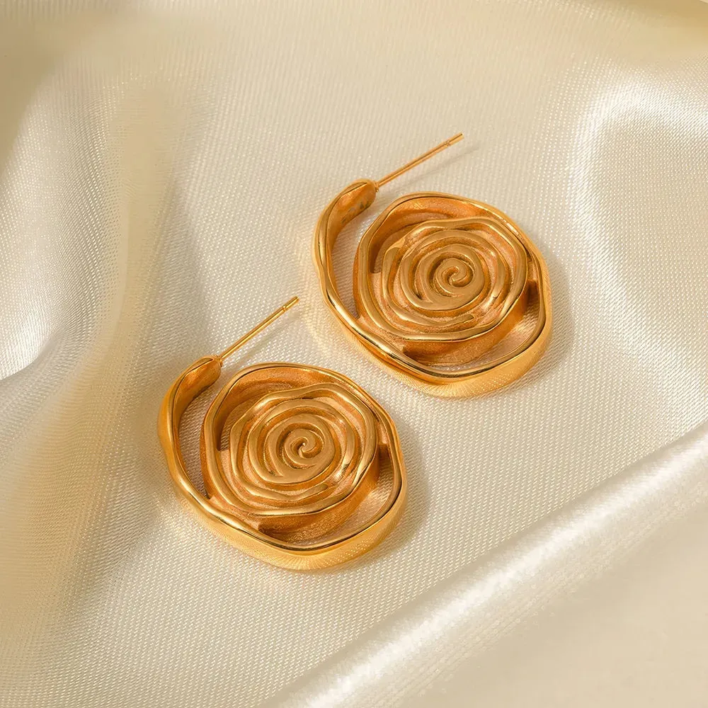 18K Gold Plated Chunky Spiral Hoop Earrings