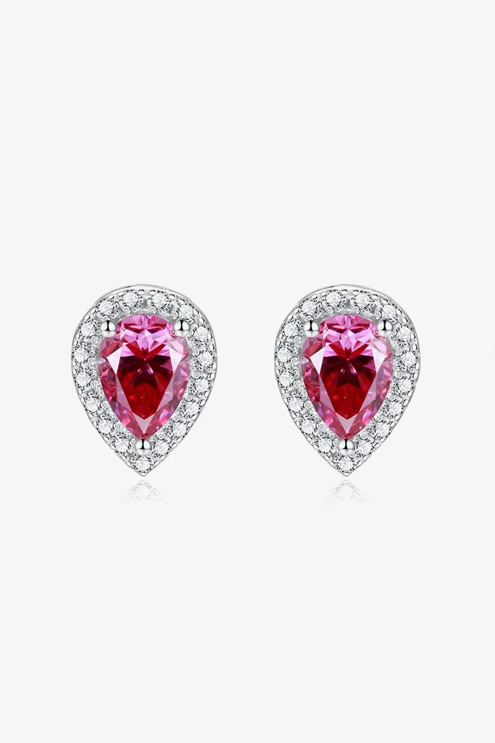 2 Carat Moissanite Teardrop Stud Earrings in Rose