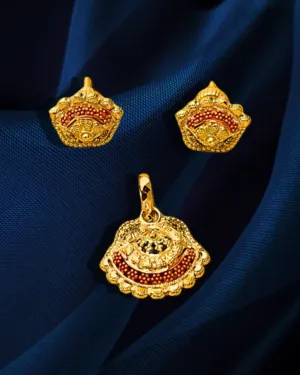 22 KT Gold Designer Multicolor Pendant Set (D109)