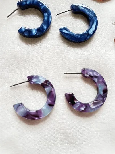 25mm Mini Tortoise shell Hoop earrings | Modern retro earrings | open hoop acetate earrings | minimalist dainty earrings
