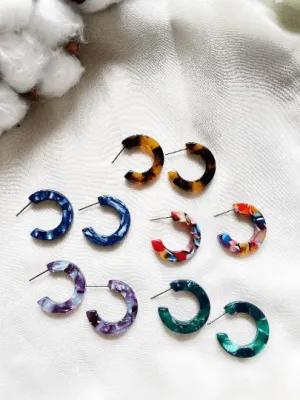 25mm Mini Tortoise shell Hoop earrings | Modern retro earrings | open hoop acetate earrings | minimalist dainty earrings