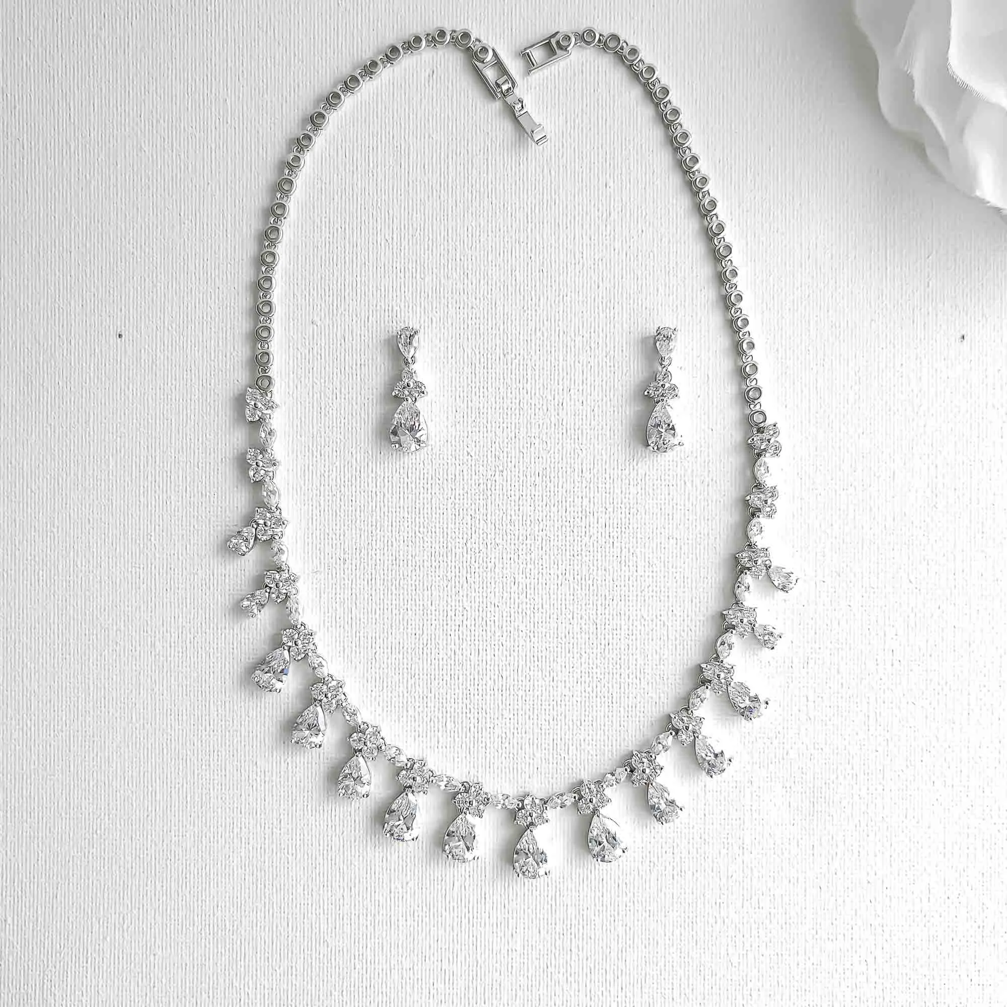3-Piece Matching Bridal Jewelry Set Necklace Bracelet Earrings- Jessica