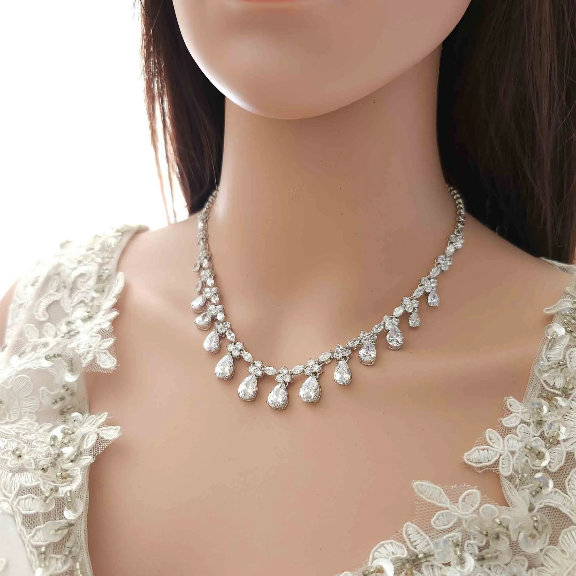 3-Piece Matching Bridal Jewelry Set Necklace Bracelet Earrings- Jessica