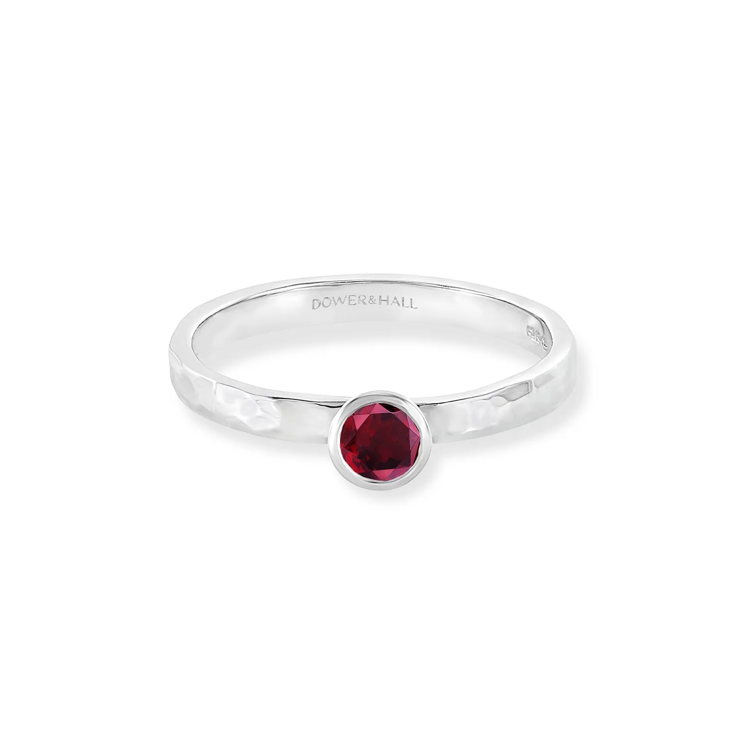 4mm Garnet Hammered Twinkle Ring