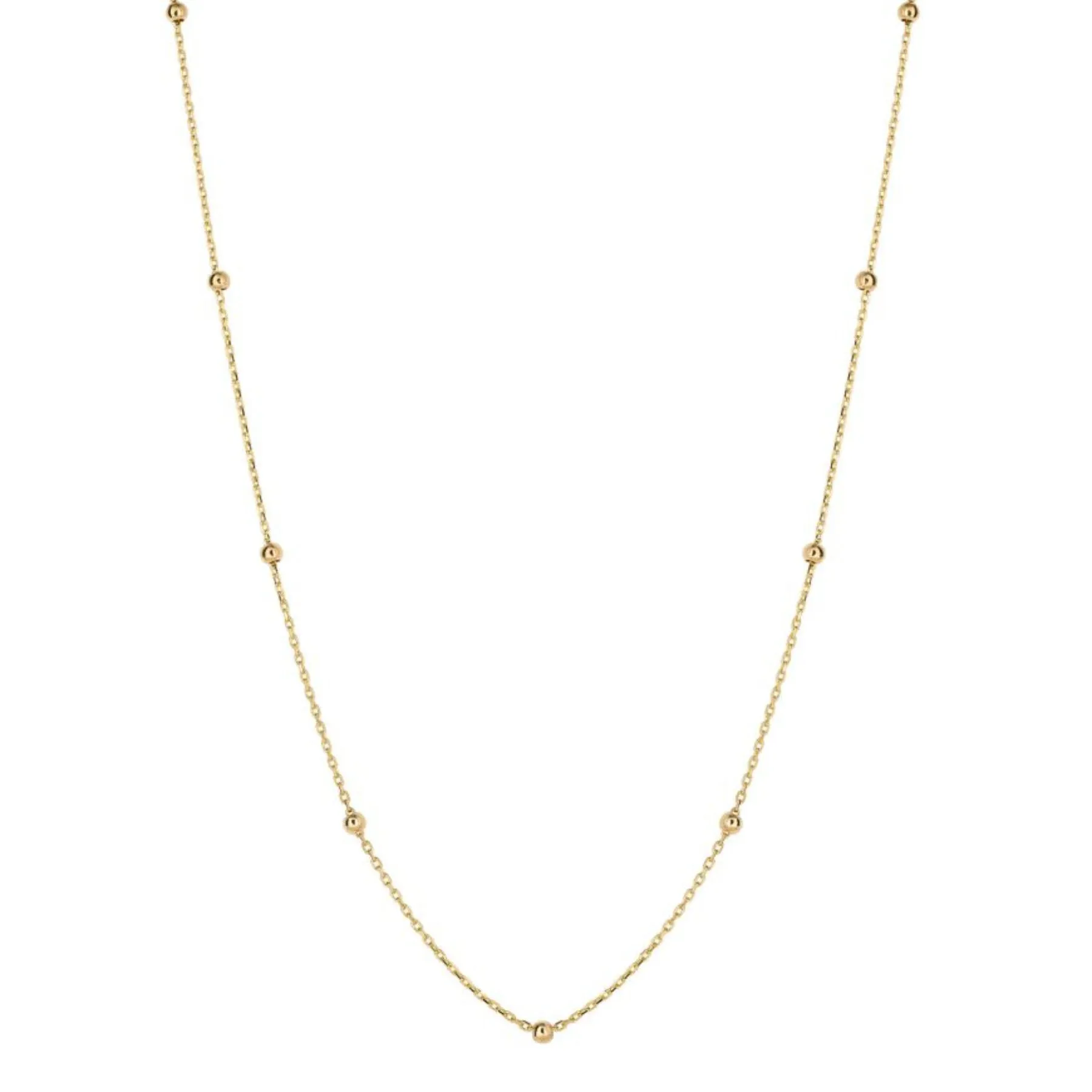9ct Yellow Gold Fine Ball Station Necklace