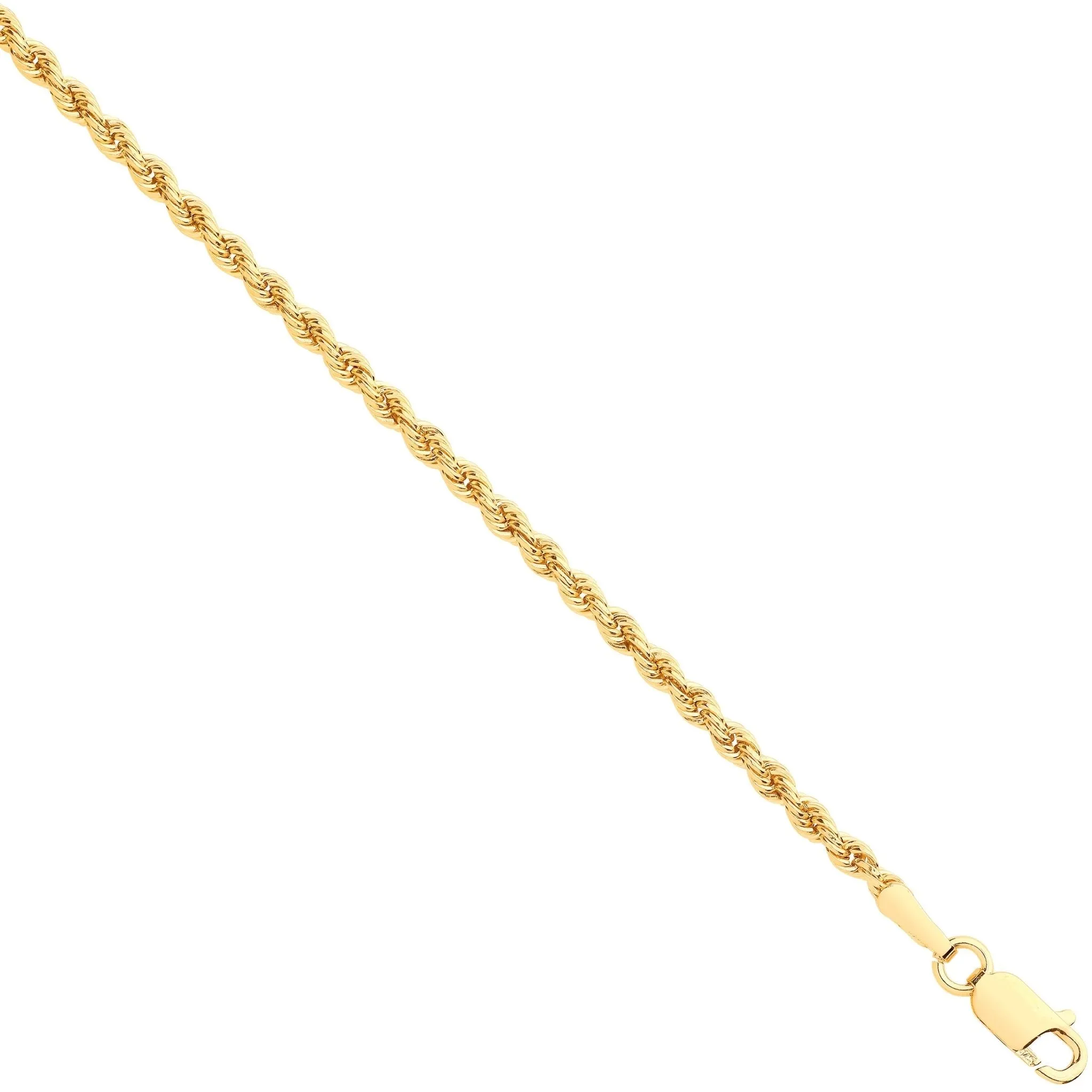 9ct Yellow Gold Hollow 2.0mm 22 Inch Rope Necklace 2.5g