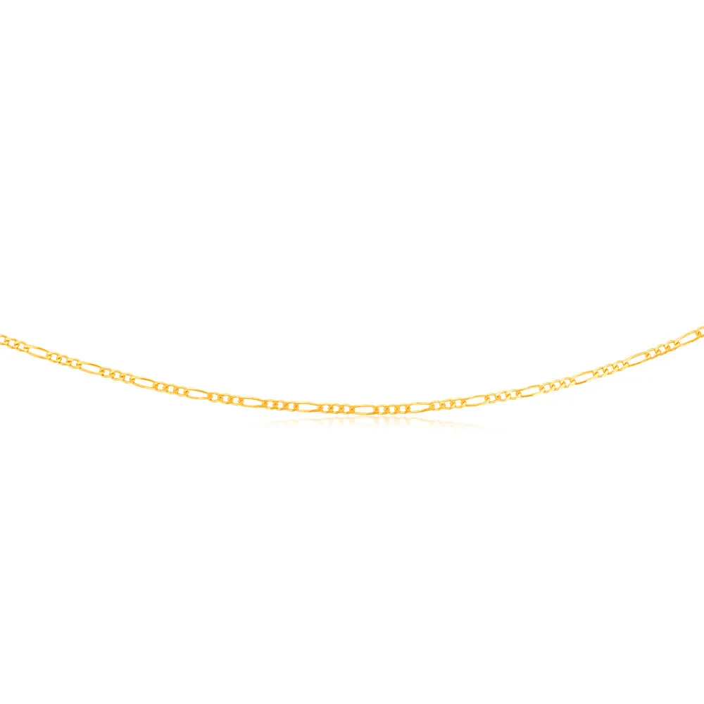 9ct Yellow Solid Gold 1:3 Figaro 40cm Chain 60Gauge