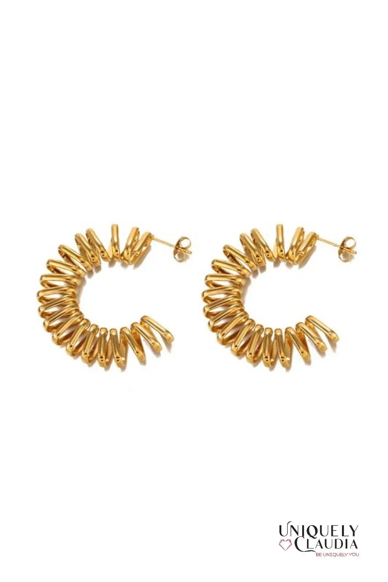 Accordion Demi Hoop Stainless Steel Earrings