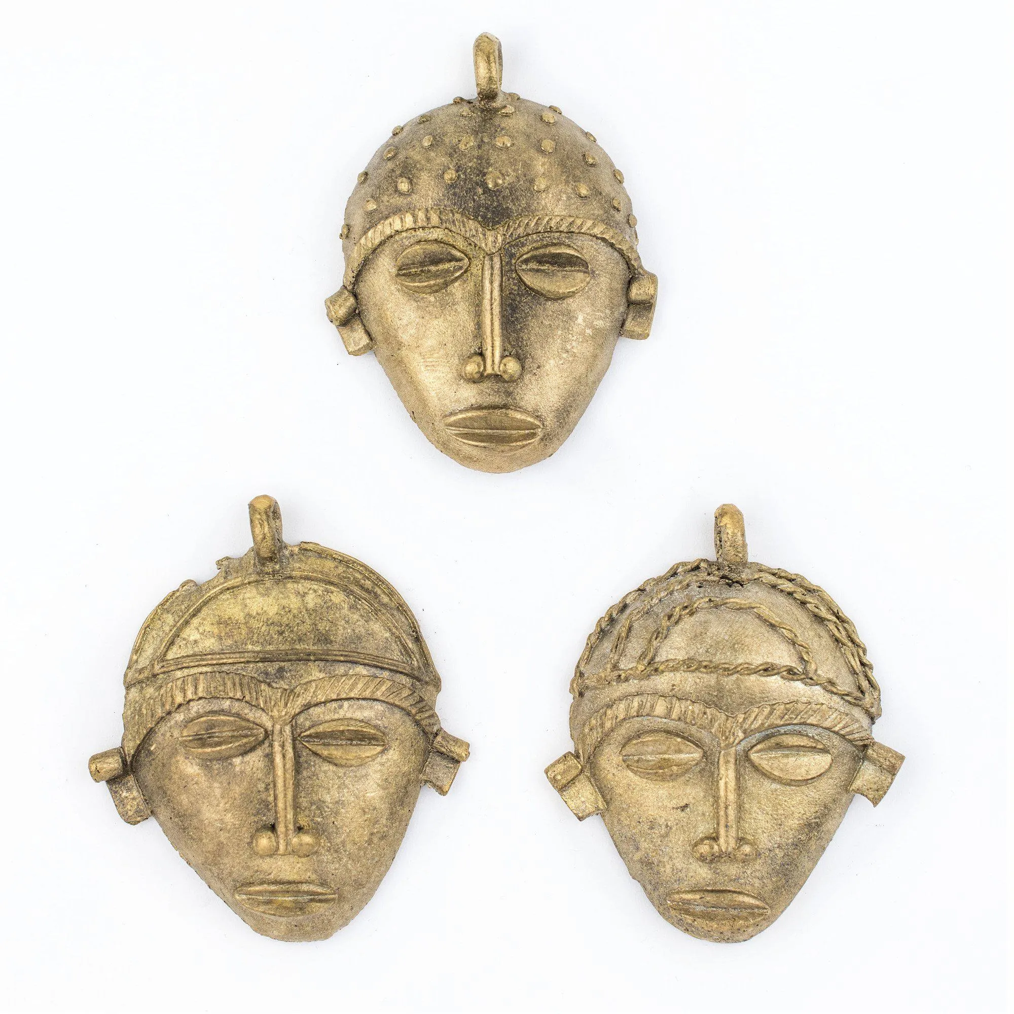 African Oblong Brass Mask Pendant (78x64mm)