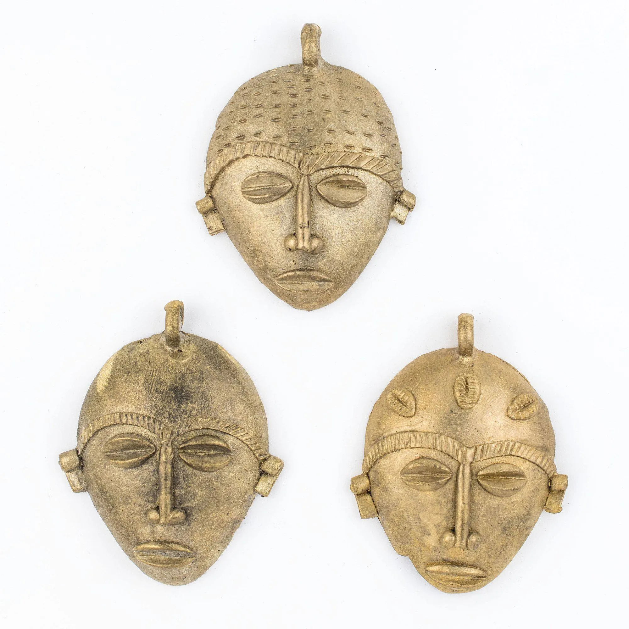 African Oblong Brass Mask Pendant (78x64mm)