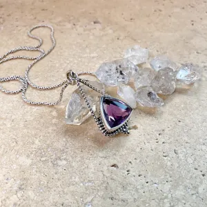 Amethyst & Silver Pendant with a large Trillion faceted Gemstone - Africa
