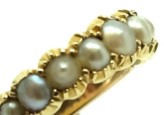 Antique Victorian Pearl & 9ct Gold Ring (Size: N)