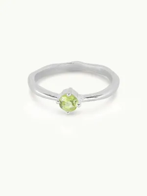 August Peridot Silver Birthstone Ring