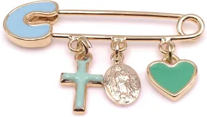 Baby Brooch Safety Pin Guadalupe Medal Protection Jewelry It's a Boy
