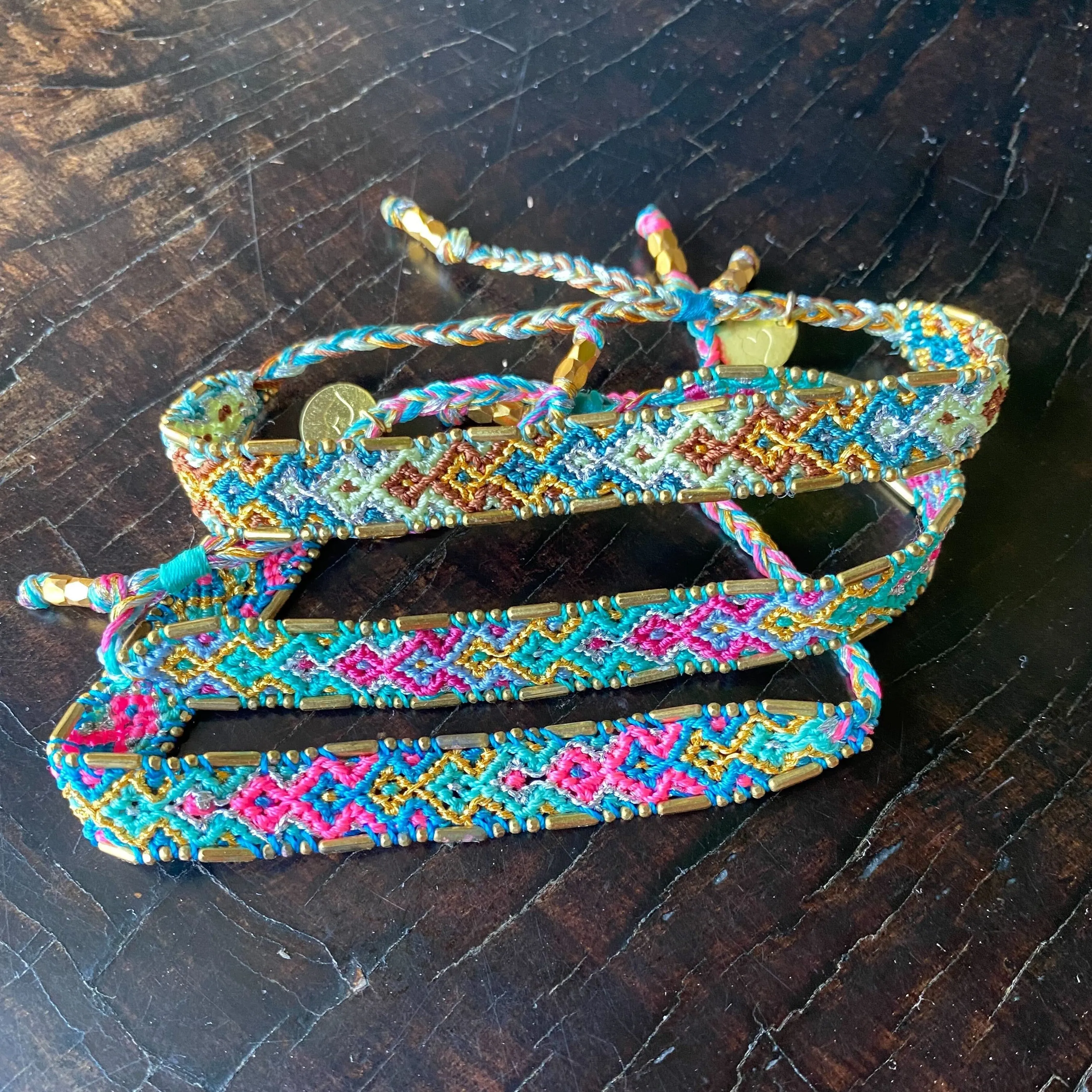 Bali Metallic Friendship Bracelet - Aqua Starfish