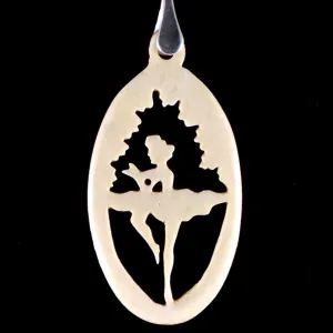 Ballerina - carved bone antique fairytale pendant. Handmade