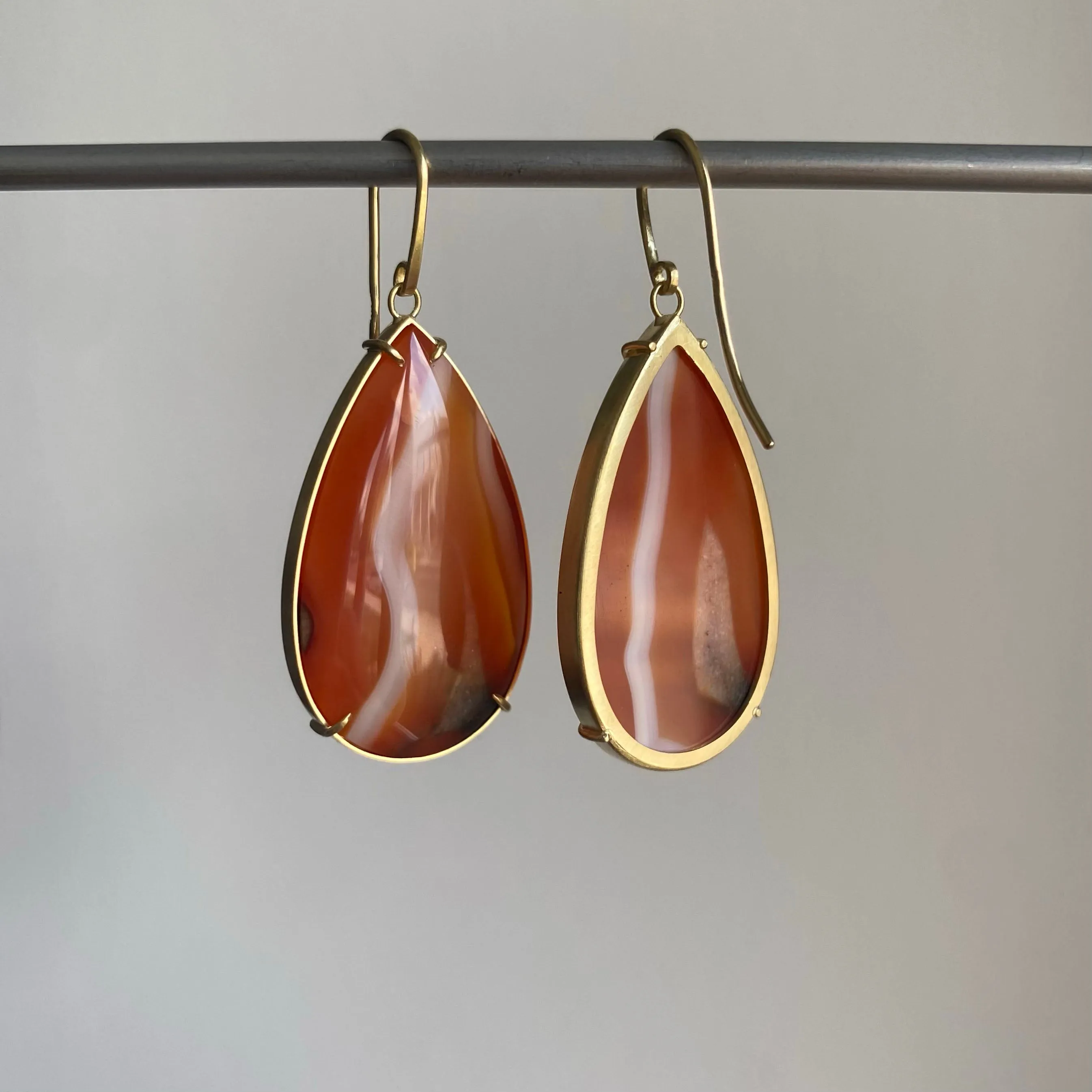 Banded Figured Carnelian Earrings