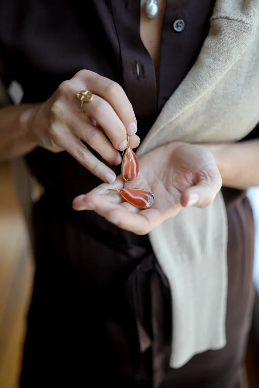Banded Figured Carnelian Earrings