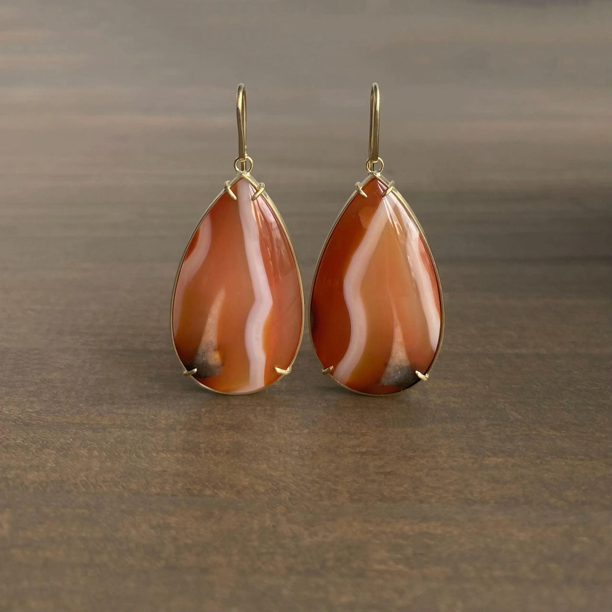 Banded Figured Carnelian Earrings
