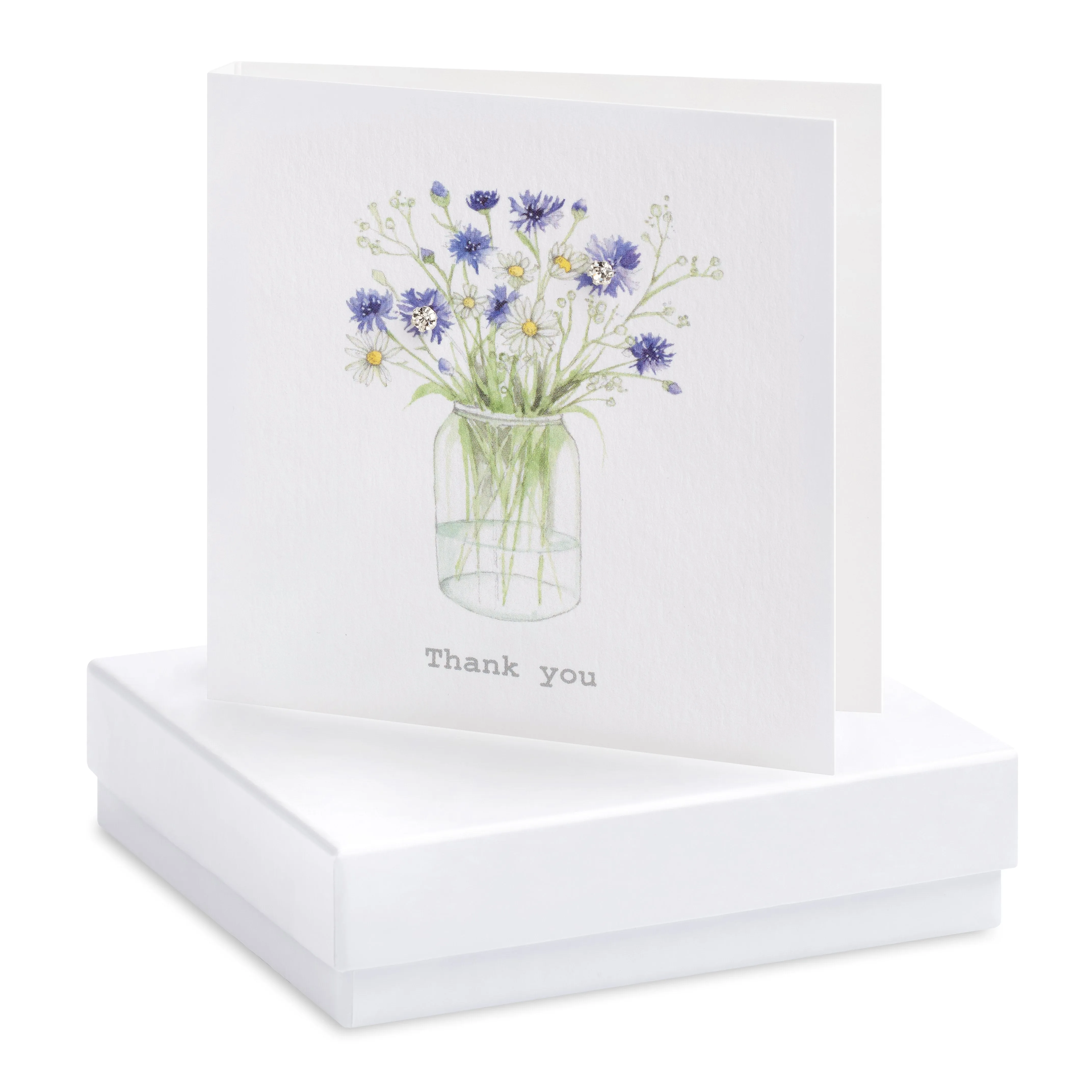 Boxed Cornflower thank you earrings card