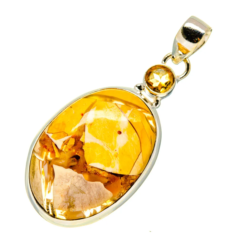 Brecciated Mookaite, Citrine Pendants 2" (925 Sterling Silver) PD745607