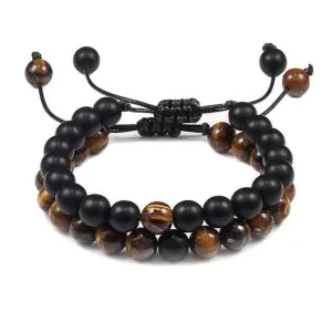 Brown beaded couple bracelets