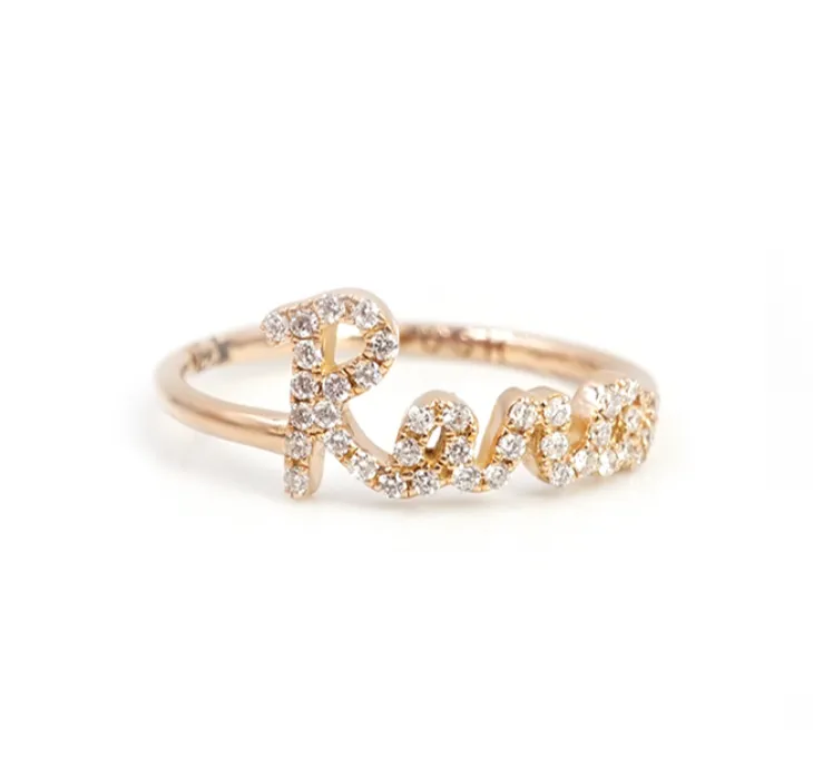 Call my name pave Diamond Name Ring