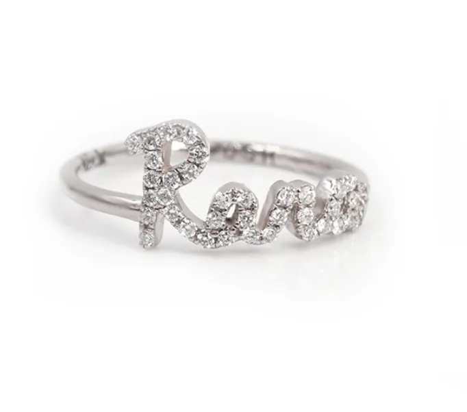 Call my name pave Diamond Name Ring
