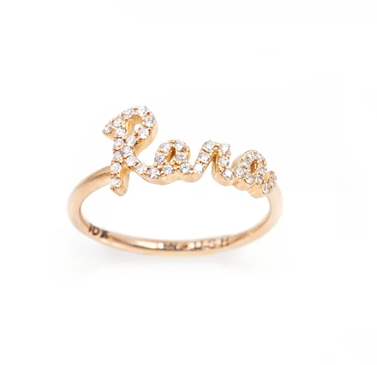 Call my name pave Diamond Name Ring
