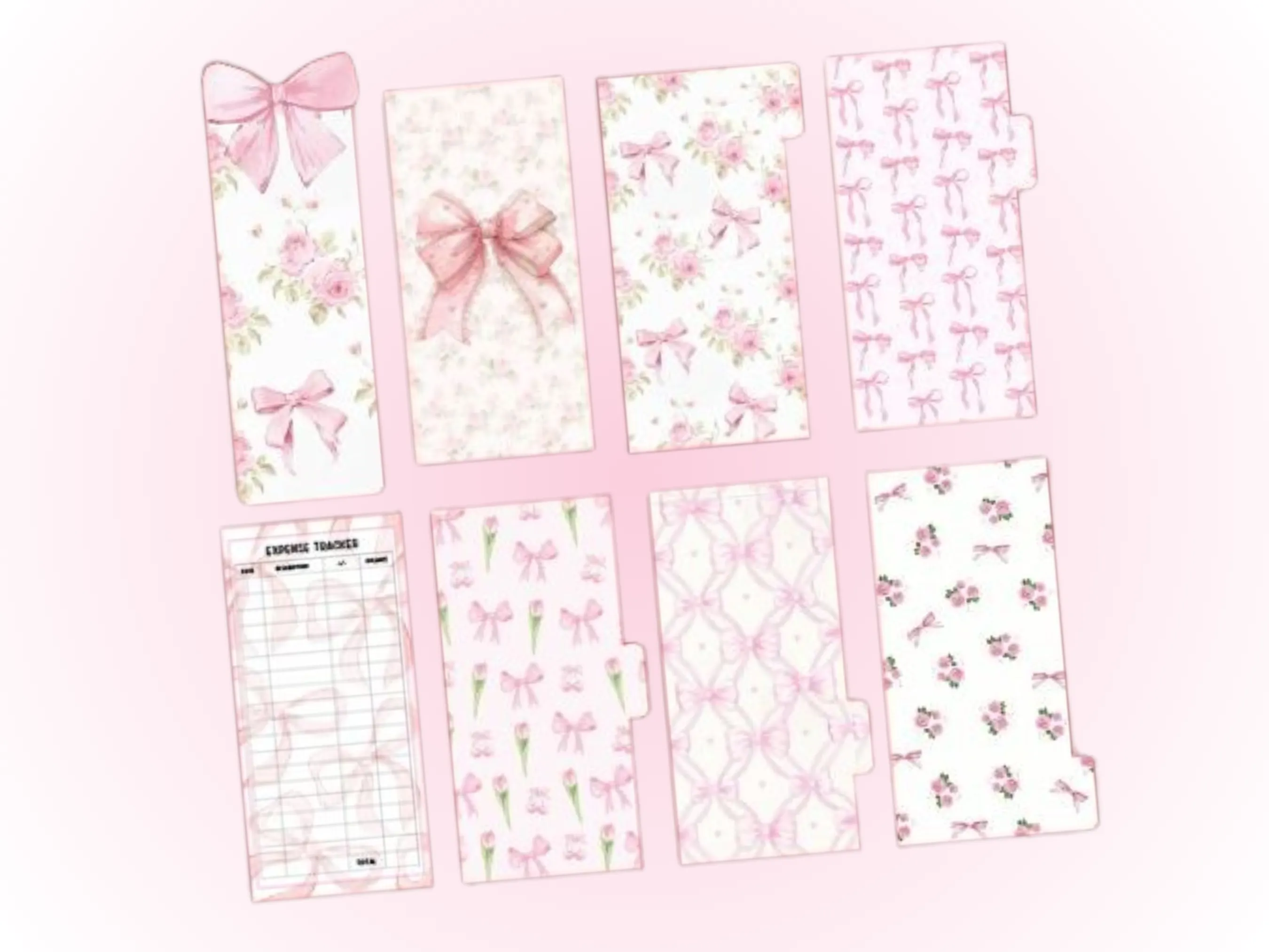 Cash Envelopes | Pink Bow Set | Set of 8