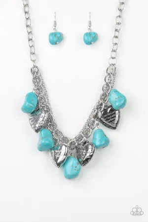Change of Heart Turquoise Blue Stone and Silver Heart Necklace - Paparazzi Accessories