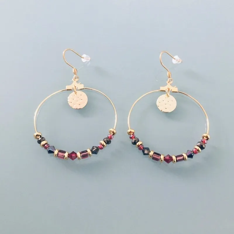 Clover Bohemian Hoop Earrings with Pendants and Pearls | Women's Jewellery | Golden Hoop Earrings | Golden Jewellery | Gift Jewellery | Women's gift | Bohemian jewellery