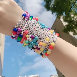 Colorful Beach Boho Ball Alphabet Bracelet